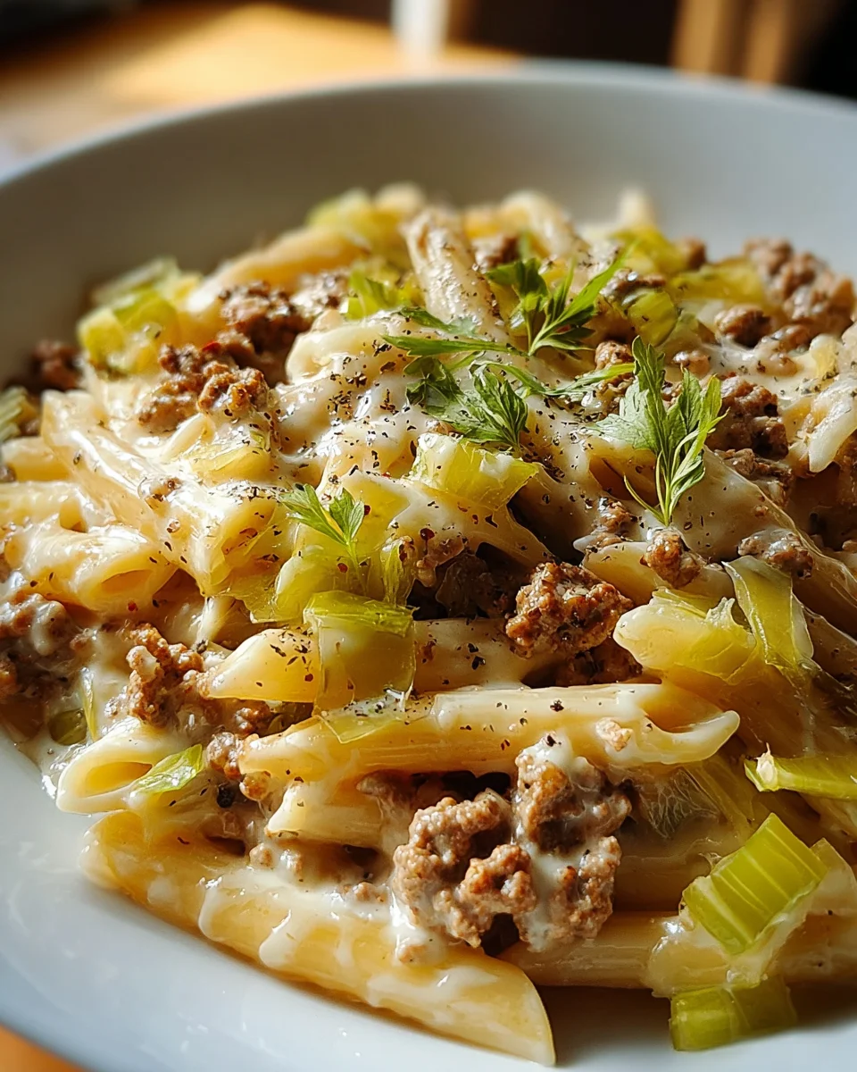 Käse Lauch Pasta mit Hackfleisch - Herzhaftes Rezept zum Genießen