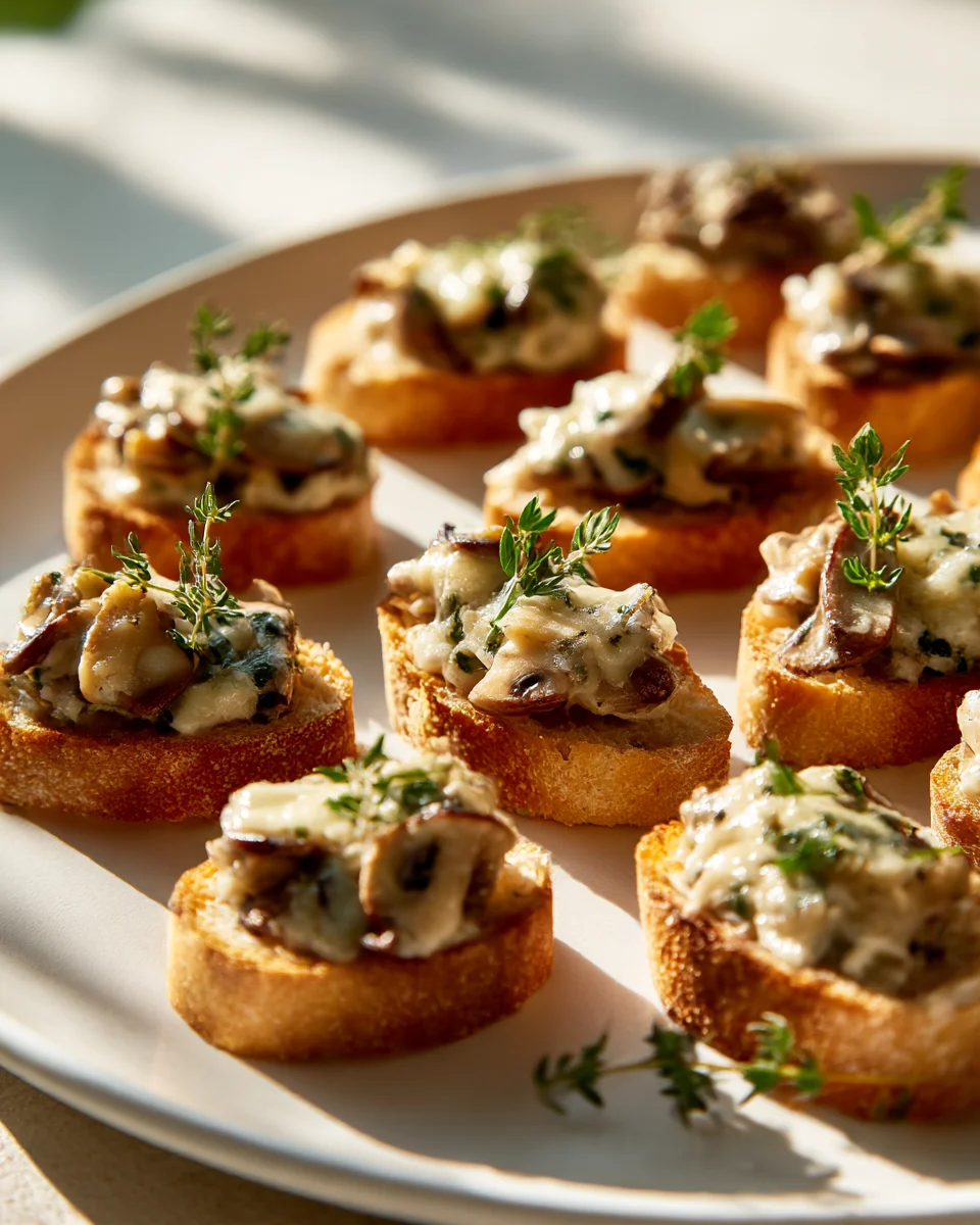Mini Käse Beef Champignon Toasts: Leckerer Party Snack!