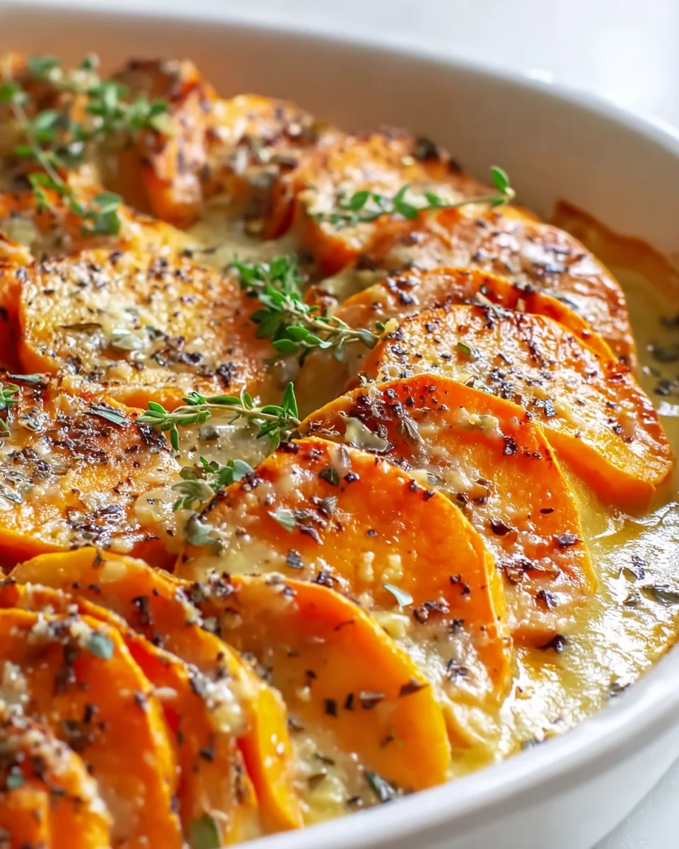 Hausgemachter Knoblauchbutter Süßkartoffel Auflauf Rezept