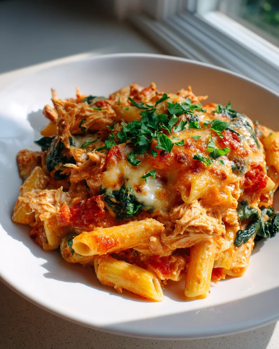 Tuna-Spinat-Pasta-Auflauf mit Tomatenrahmsauce Rezept