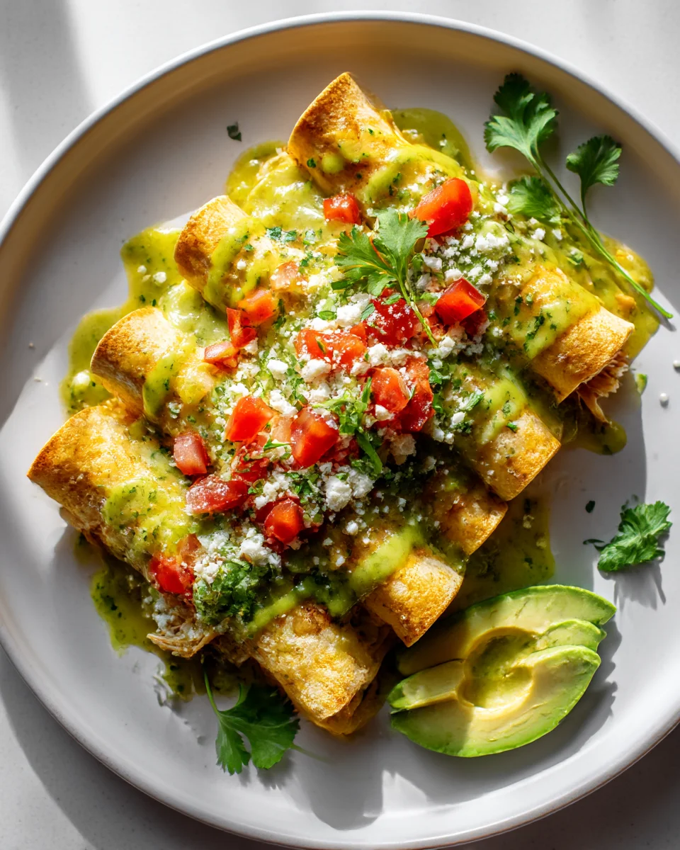 Hähnchen Enchiladas mit Grüner Salsa – Einfaches Rezept!