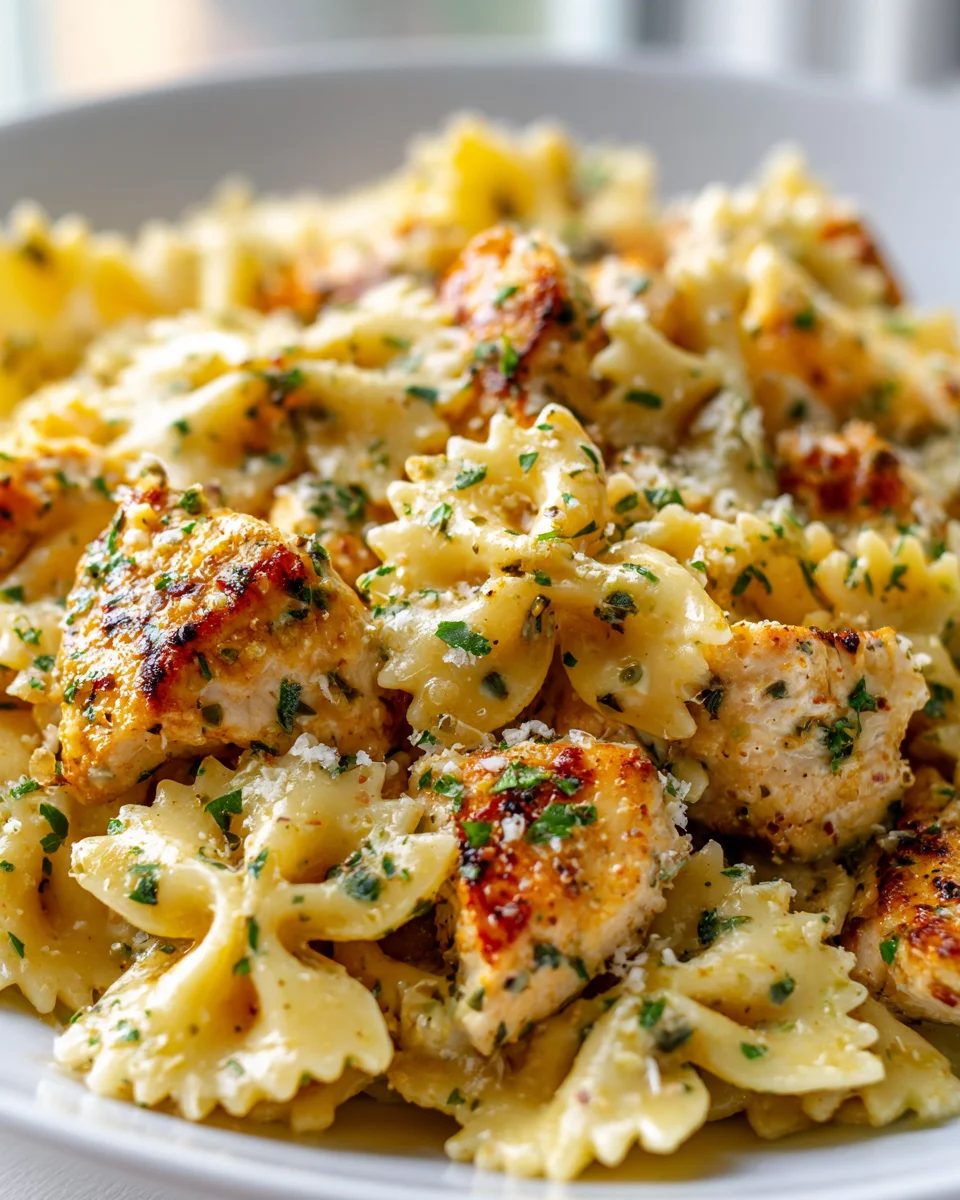 Air Fryer Knoblauchbutter Hähnchen Bowtie Pasta Bites Rezept