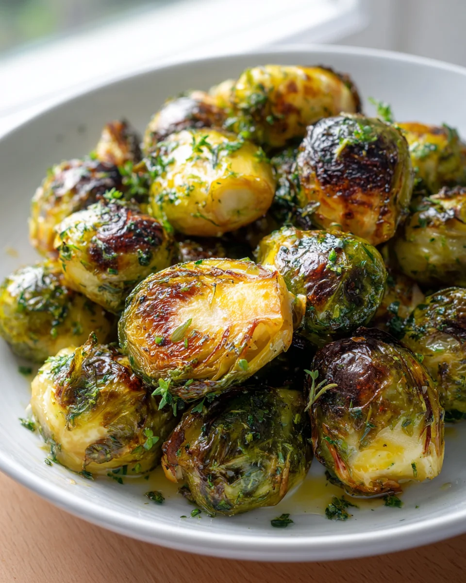 Crispy Airfryer Rosenkohl mit frischem Zitronen Kräuter Dressing