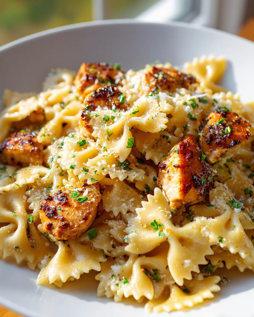 Air Fryer Knoblauchbutter Hähnchen Bowtie Pasta Bites Rezept