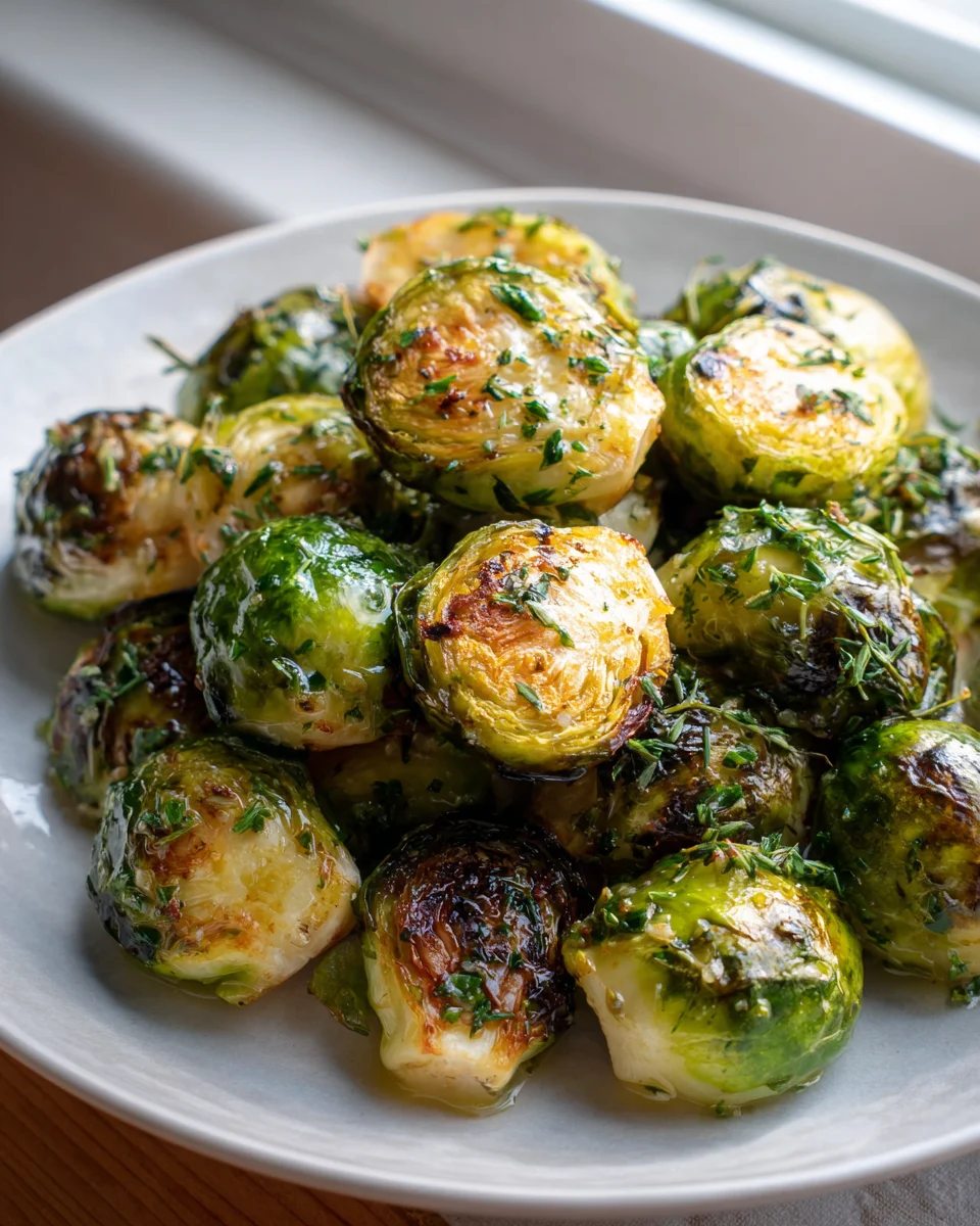 Crispy Airfryer Rosenkohl mit frischem Zitronen Kräuter Dressing