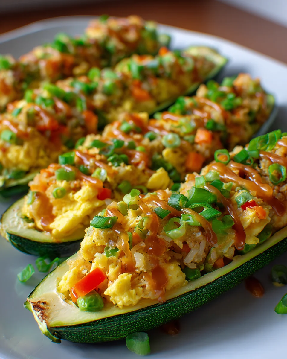 Gemüse-Ei-Reis-Zucchini mit Knoblauchsauce