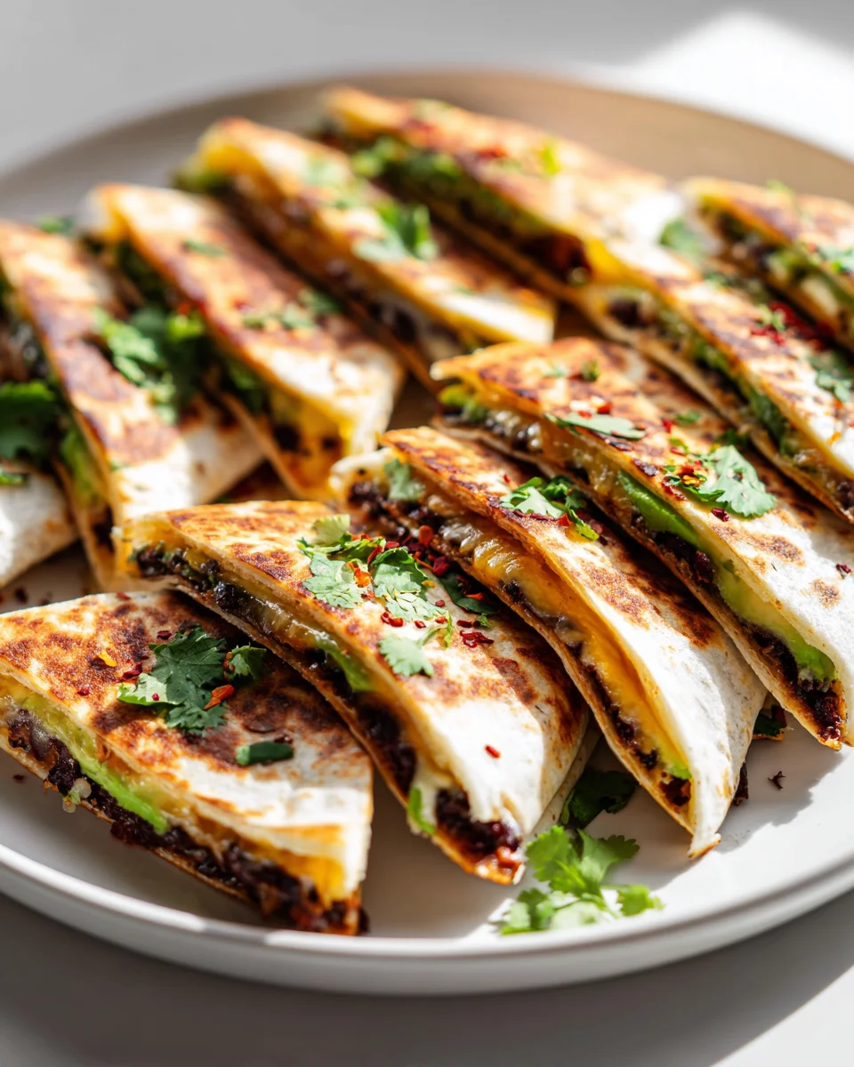 Party Ready Vegane Quesadilla Slider mit schwarzen Bohnen & Avocado